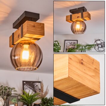 Sernadelo Deckenleuchte Glas 15 cm Naturfarben, Schwarz, 1-flammig