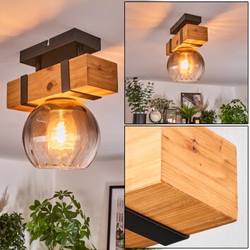 Sernadelo Deckenleuchte Glas 15 cm Naturfarben, Schwarz, 1-flammig