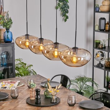 Mertola Hängeleuchte Glas 30 cm Bernsteinfarben, 4-flammig