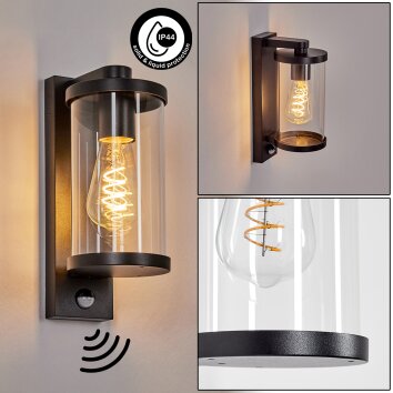 Telhada Außenwandleuchte Schwarz, 1-flammig, Bewegungsmelder