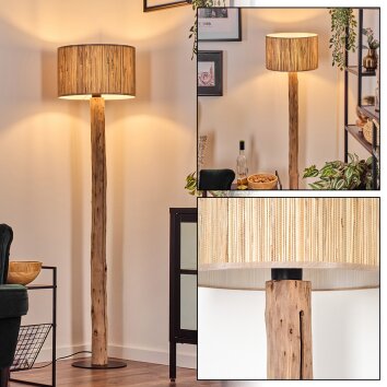 Bongal Stehleuchte 35 cm Naturfarben, Schwarz, 1-flammig