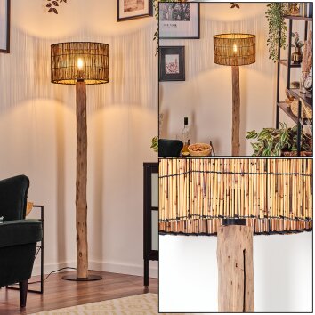 Cando Stehleuchte 35 cm Naturfarben, Schwarz, 1-flammig