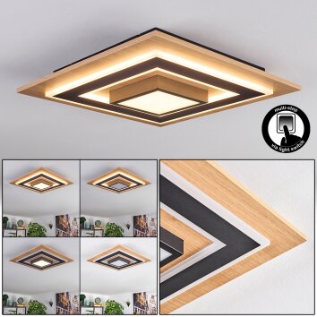 Falmir Deckenleuchte LED Holzoptik, Schwarz, 1-flammig