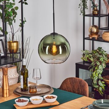 Koyoto Hängeleuchte Glas 25 cm Grün, Klar, 1-flammig