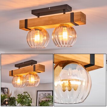 Sernadelo Deckenleuchte Glas 15 cm Naturfarben, Schwarz, 2-flammig