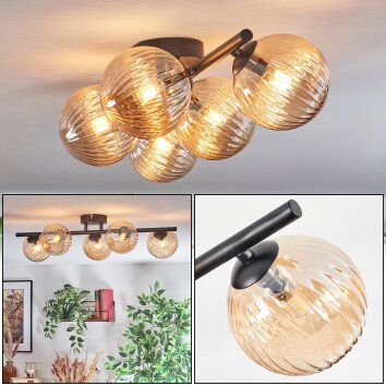 Chehalis Deckenleuchte Glas 12 cm Bernsteinfarben, 5-flammig