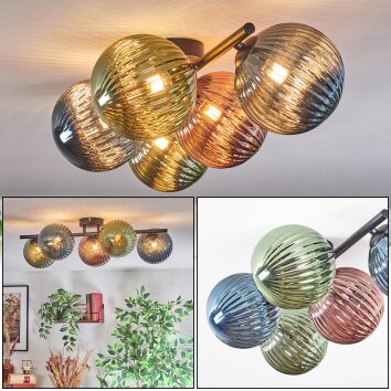 Chehalis Deckenleuchte Glas 15 cm Blau, Grün, Kupferfarben, 5-flammig