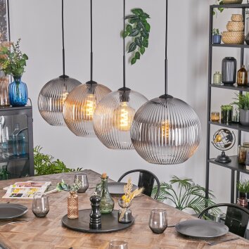 Koyoto Hängeleuchte Glas 30 cm Bernsteinfarben, Klar, Rauchfarben, 4-flammig