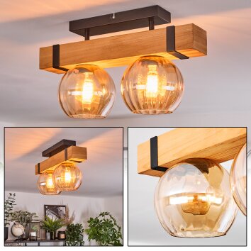 Sernadelo Deckenleuchte Glas 15 cm Naturfarben, Schwarz, 2-flammig