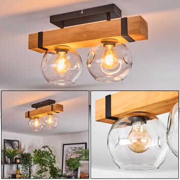 Sernadelo Deckenleuchte Glas 15 cm Naturfarben, Schwarz, 2-flammig