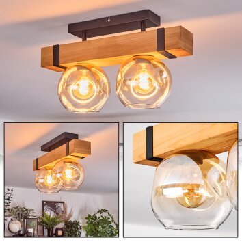 Sernadelo Deckenleuchte Glas 15 cm Naturfarben, Schwarz, 2-flammig