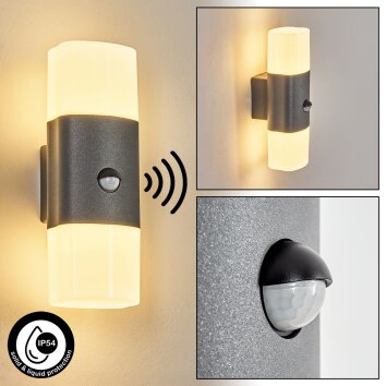 Felor Außenwandleuchte LED Anthrazit, 2-flammig, Bewegungsmelder