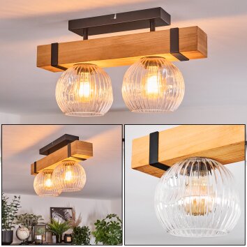 Sernadelo Deckenleuchte Glas 15 cm Naturfarben, Schwarz, 2-flammig