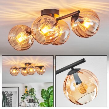 Koyoto Deckenleuchte Glas 15 cm Bernsteinfarben, 4-flammig