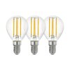 LED Leuchtmittel 3-er Set, Runde Glühbirne mit E14 Fassung 4 Watt,  15.000 Stunden, 15.000 On/Off, 470 Lumen, 2700 Kelvin, nicht dimmbar