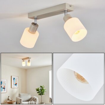 Fonik Deckenleuchte Chrom, Sandfarben, 2-flammig