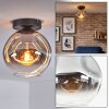 Ripoll Deckenleuchte Glas 20 cm Chrom, Klar, Rauchfarben, 1-flammig