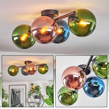 Gastor Deckenleuchte Glas 15 cm Blau, Grün, Kupferfarben, 4-flammig