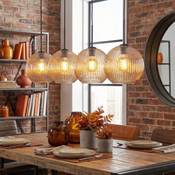 Koyoto Hängeleuchte Glas 25 cm Bernsteinfarben, 4-flammig