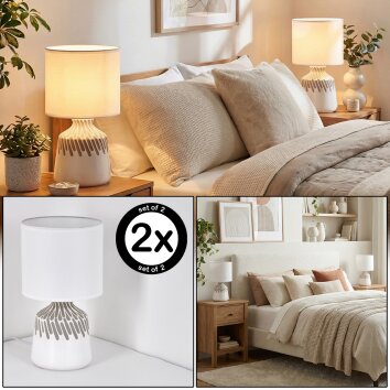 Mirvel Tischleuchte 2-er Set Grau, Weiß, 1-flammig
