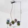 Gastor Pendelleuchte Glas 15 cm Blau, Chrom, Grün, Rauchfarben, 8-flammig