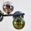 Gastor Pendelleuchte Glas 15 cm Blau, Chrom, Grün, Rauchfarben, 8-flammig