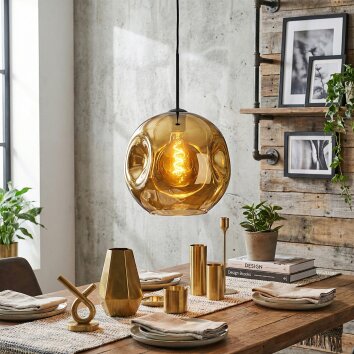 Ripoll Hängeleuchte Glas 30 cm Gold, 1-flammig