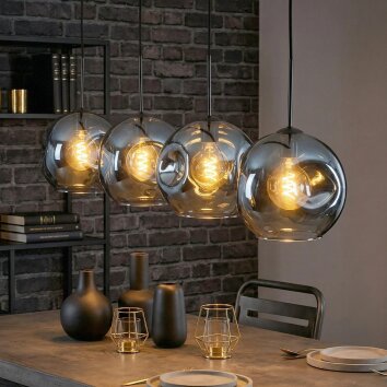 Ripoll Hängeleuchte Glas 25 cm Blau, 4-flammig