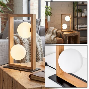 Zanin Tischleuchte Naturfarben, Schwarz, 2-flammig