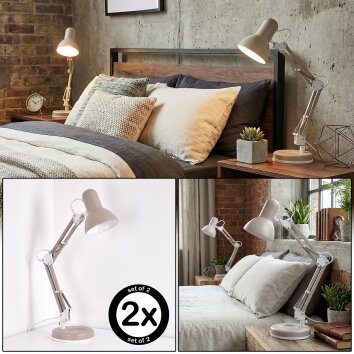 Nurmasuando Tischleuchte 2-er Set LED Sandfarben, Weiß, 1-flammig