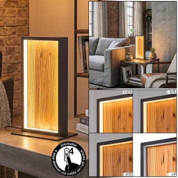 Gerin Tischleuchte LED Naturfarben, Schwarz, 1-flammig