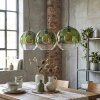 Koyoto Hängeleuchte Glas 30 cm Grün, Klar, 3-flammig