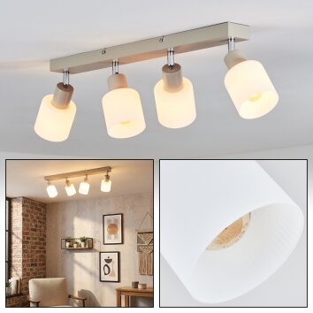 Fonik Deckenleuchte Chrom, Sandfarben, 4-flammig