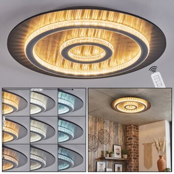 Lidor Deckenleuchte LED Anthrazit, Grau, Schwarz, 1-flammig, Fernbedienung