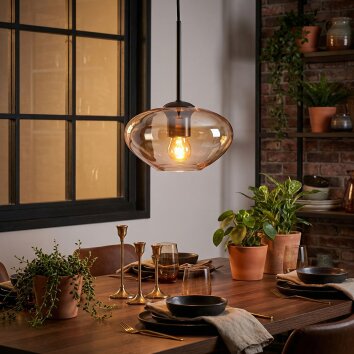 Mertola Hängeleuchte Glas 20 cm Bernsteinfarben, Klar, 1-flammig