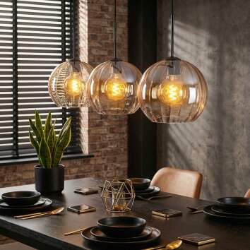 Koyoto Hängeleuchte Glas 25 cm Bernsteinfarben, Klar, 3-flammig