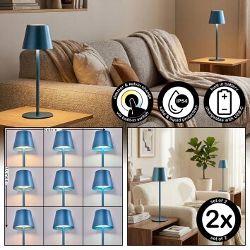 Salgadinho Tischleuchte 2-er Set LED Blau, 1-flammig