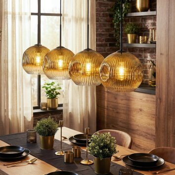 Ripoll Hängeleuchte Glas 25 cm Gold, Klar, 4-flammig