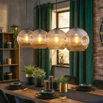 Ripoll Hängeleuchte Glas 25 cm Bernsteinfarben, 4-flammig