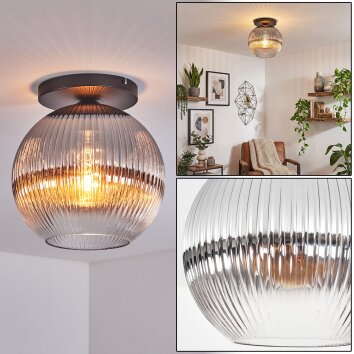 Koyoto Deckenleuchte Glas 30 cm Klar, Rauchfarben, 1-flammig