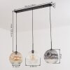 Ripoll Hängeleuchte Glas 30 cm Bernsteinfarben, Klar, Rauchfarben, 3-flammig