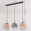 Ripoll Hängeleuchte Glas 30 cm Bernsteinfarben, Klar, Rauchfarben, 3-flammig