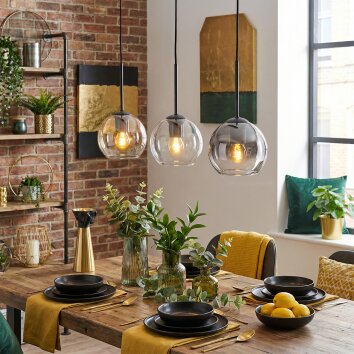 Koyoto Hängeleuchte Glas 15 cm Bernsteinfarben, Klar, Rauchfarben, 3-flammig