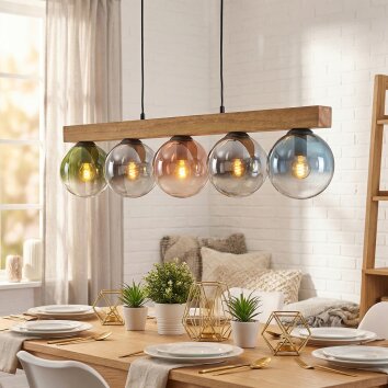 Gastor Hängeleuchte Glas 15 cm Naturfarben, Schwarz, 5-flammig