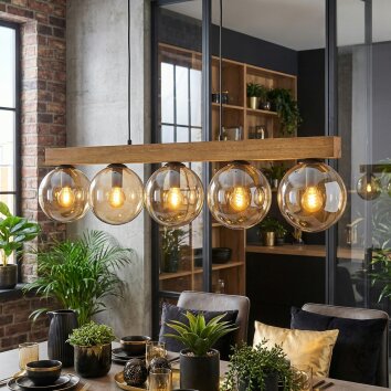 Gastor Hängeleuchte Glas 15 cm Naturfarben, Schwarz, 5-flammig