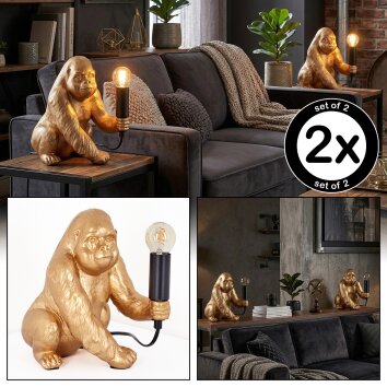 Zarik Tischleuchte 2-er Set Gold, Schwarz, 1-flammig