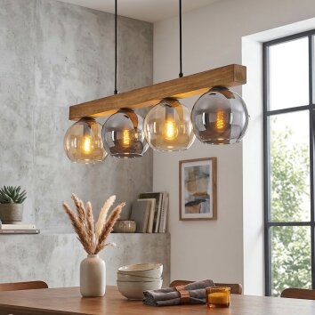 Koyoto Hängeleuchte Glas 15 cm Naturfarben, Schwarz, 4-flammig