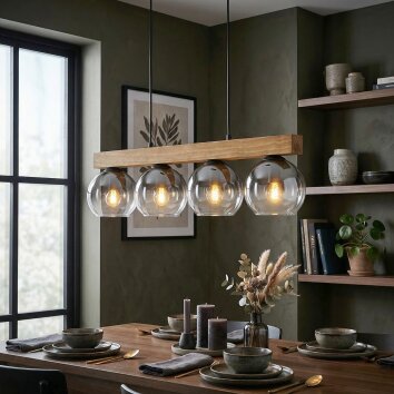 Koyoto Hängeleuchte Glas 15 cm Naturfarben, Schwarz, 4-flammig