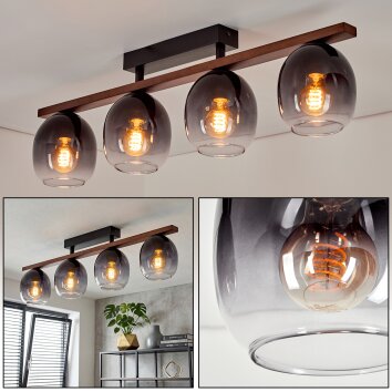 Chauplane Deckenleuchte Dunkelbraun, Naturfarben, Schwarz, 4-flammig