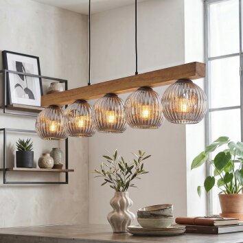Ripoll Hängeleuchte Glas 15 cm Naturfarben, Schwarz, 5-flammig